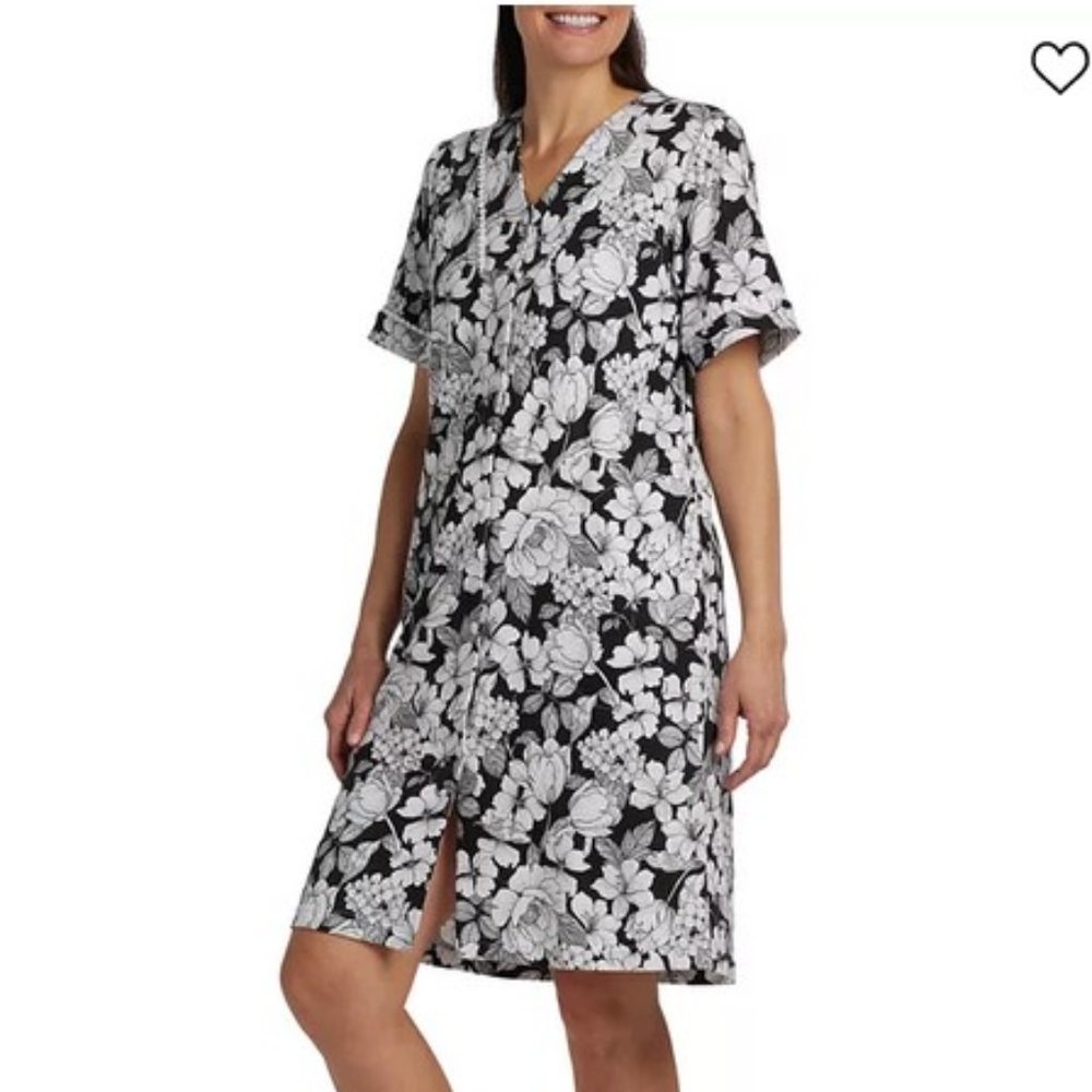 Miss Elaine Printed Knit Short Sleeve Gripper Robe 3X